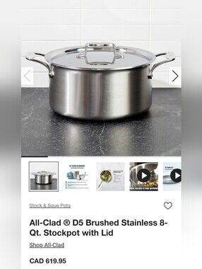 All-Clad D5 Brushed Stainless 8-Qt. Stockpot with Lid